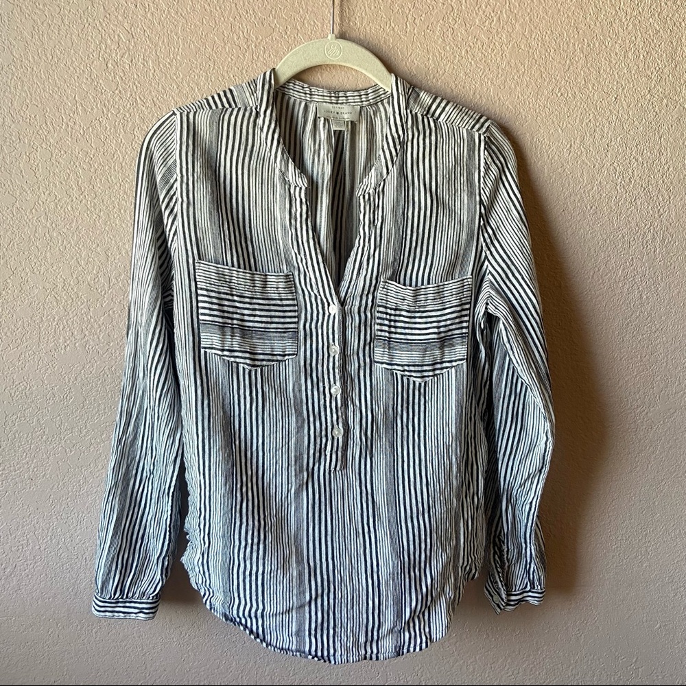 Luky Brand Striped Long Sleeve Blouse Small